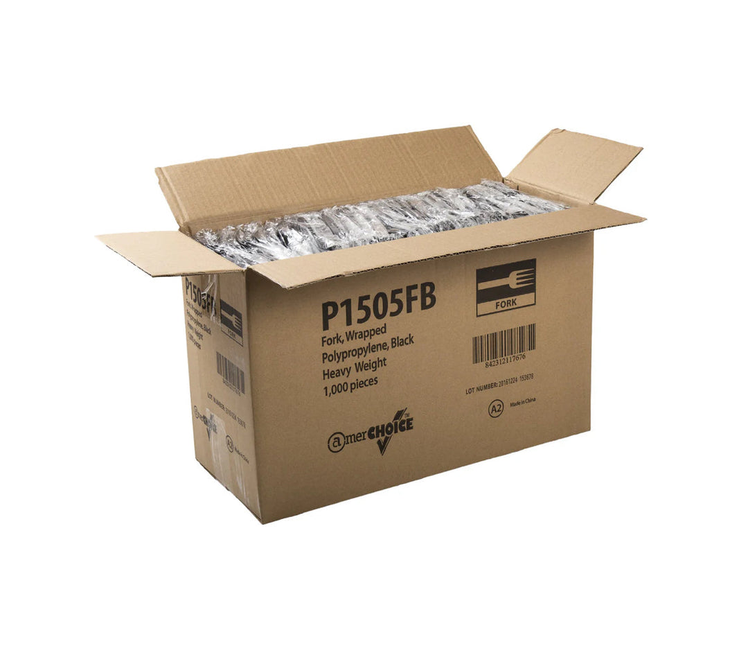 Fork, Heavy Weight, Ind Wrapped, Black, PP, L: 18.3 CM, W: 5.1G - 1000