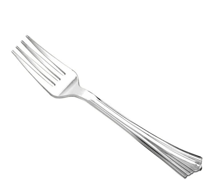 Fork, Silver Plated, Heavy Weigh Plastic, L: 7.25" - 600 pcs