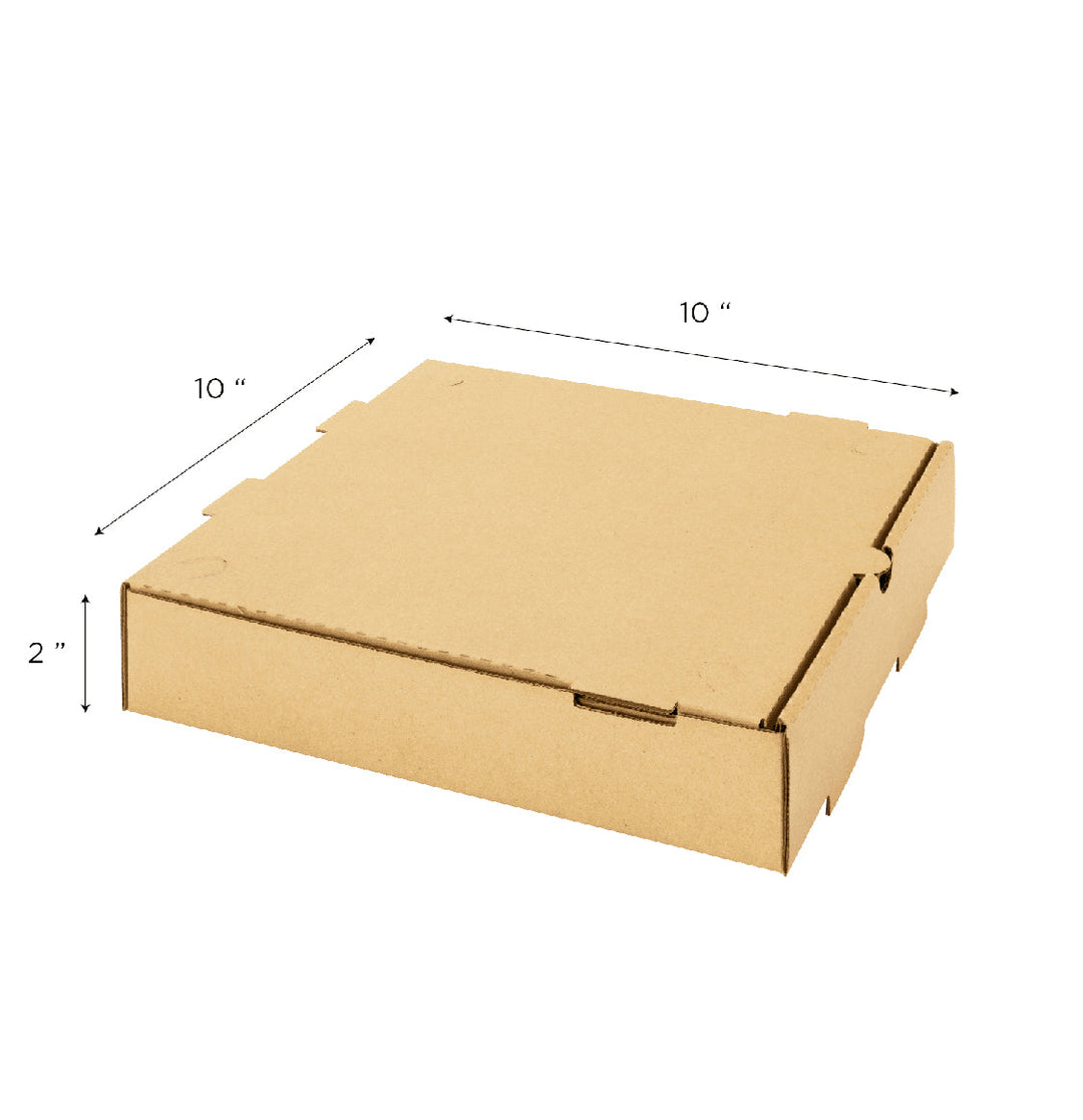 Corrugated Pizza Box, 10''x10''x2'', Kraft - 50 pcs