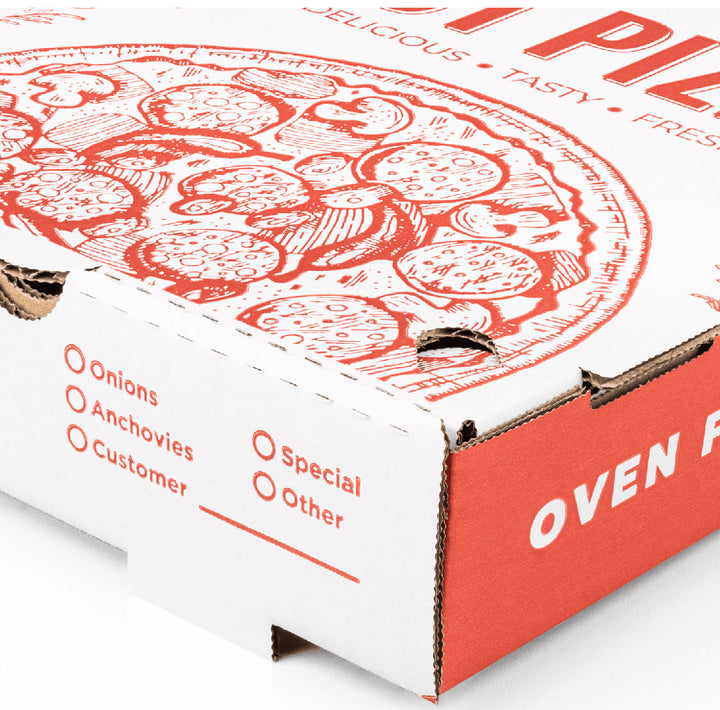 Corrugated Pizza Box, 8''x8''x2'', Generic Print - 50 pcs