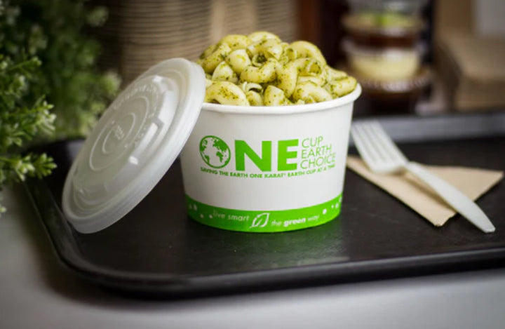 16oz Eco-Friendly Paper Food Cups (114.6mm), White/Eco Print - 500 pcs