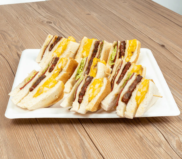 10'' PFAS Free Compostable Bagasse Square Plates, White - 500 pcs