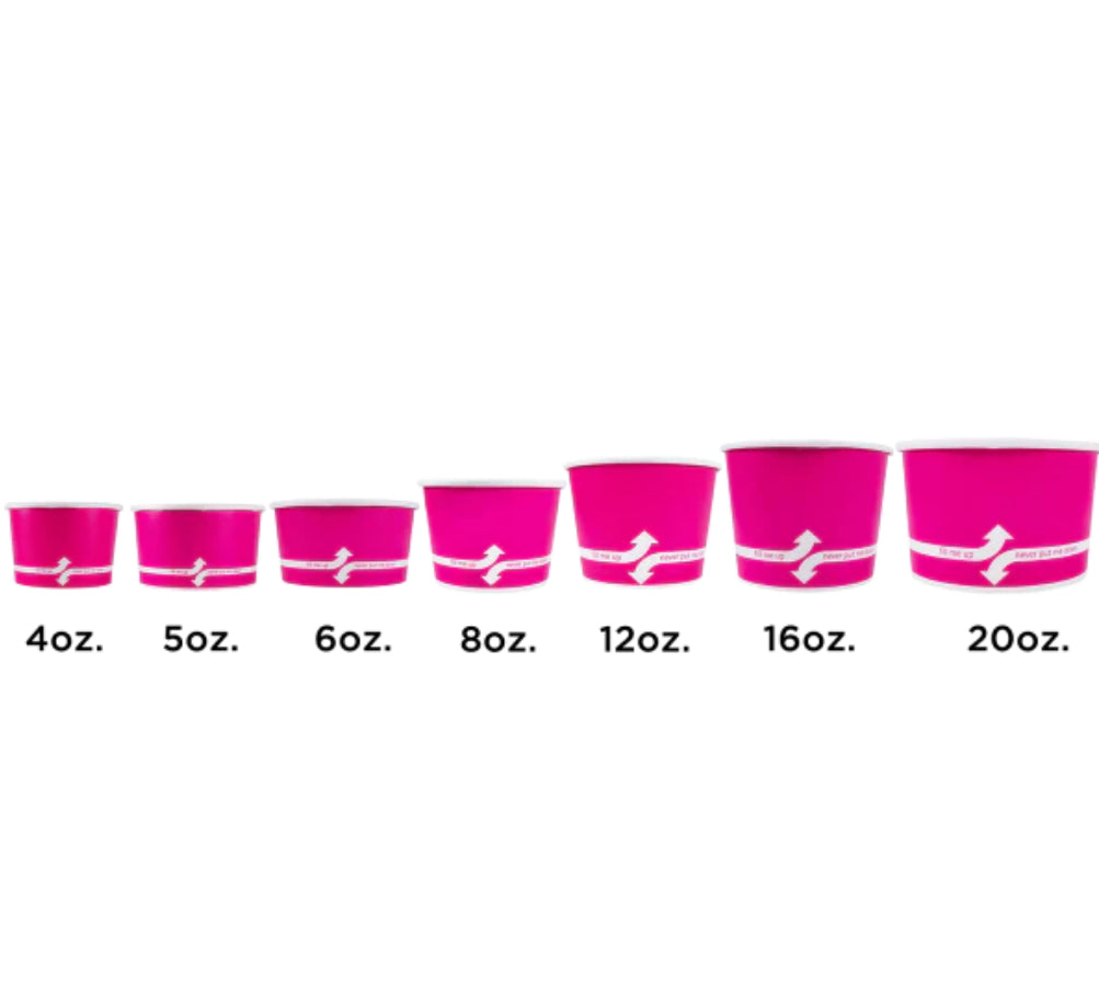 12oz Double Poly Paper Hot/Cold Food Cups (100mm), Pink - 1,000 pcs