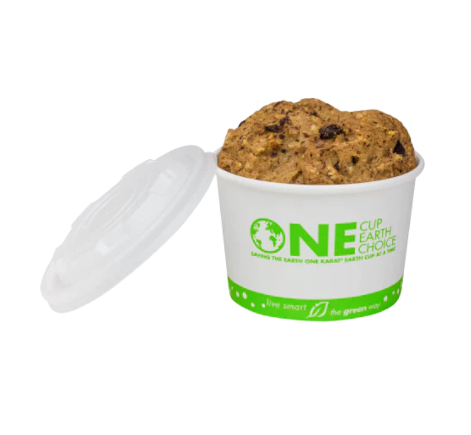 8oz Eco-Friendly Paper Food Cups (90.8mm), White/Eco Print - 1,000 pcs