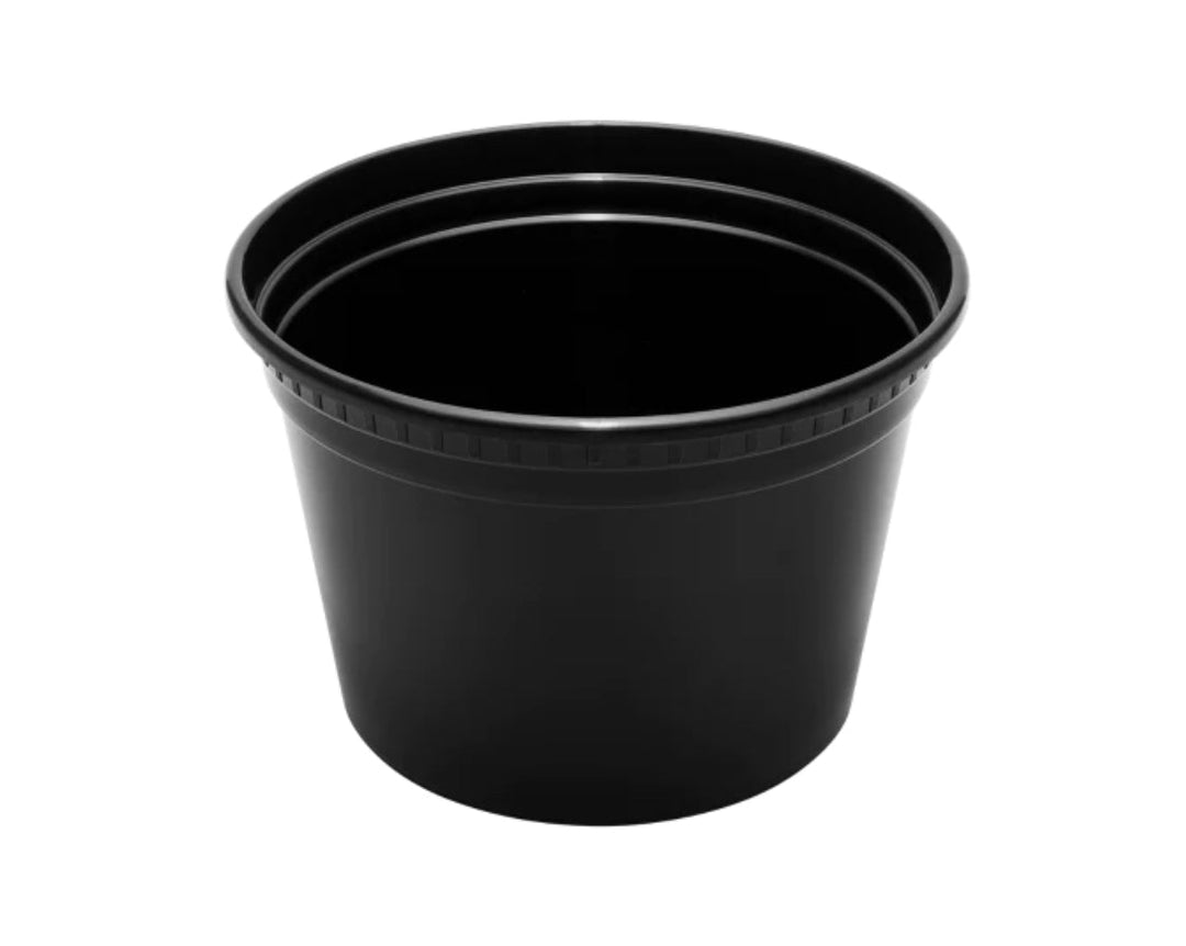 16oz PP Black Plastic Injection Molded Deli Containers & Clear Lids (117mm) - 240 sets