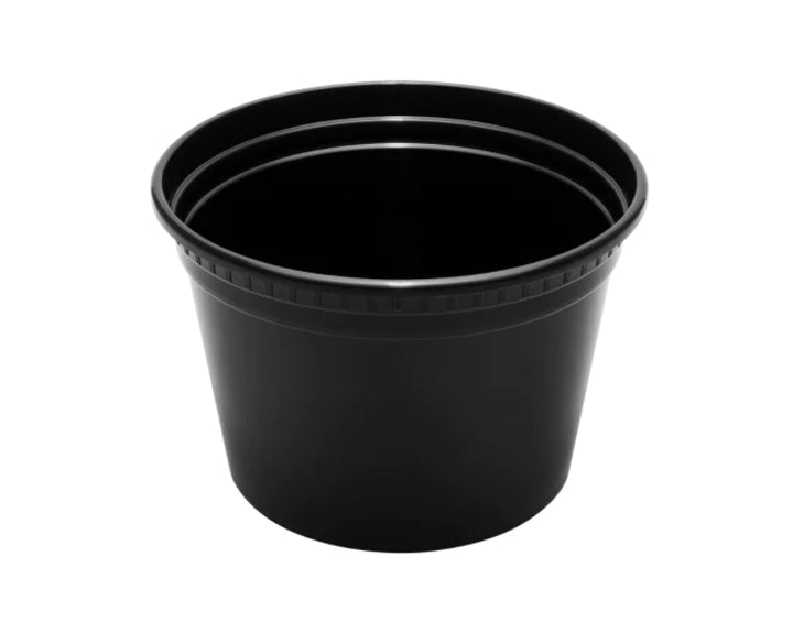 16oz PP Black Plastic Injection Molded Deli Containers & Clear Lids (117mm) - 240 sets