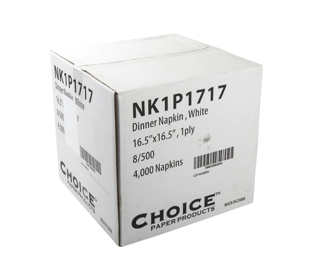 Napkin for Dinner, 1 Ply, 16.5" x 16.5", 1/4 Fold, White - 4,000 pcs