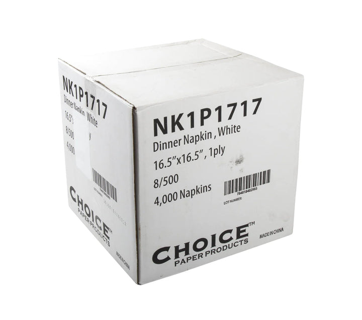 Napkin for Dinner, 1 Ply, 16.5" x 16.5", 1/4 Fold, White - 4,000 pcs