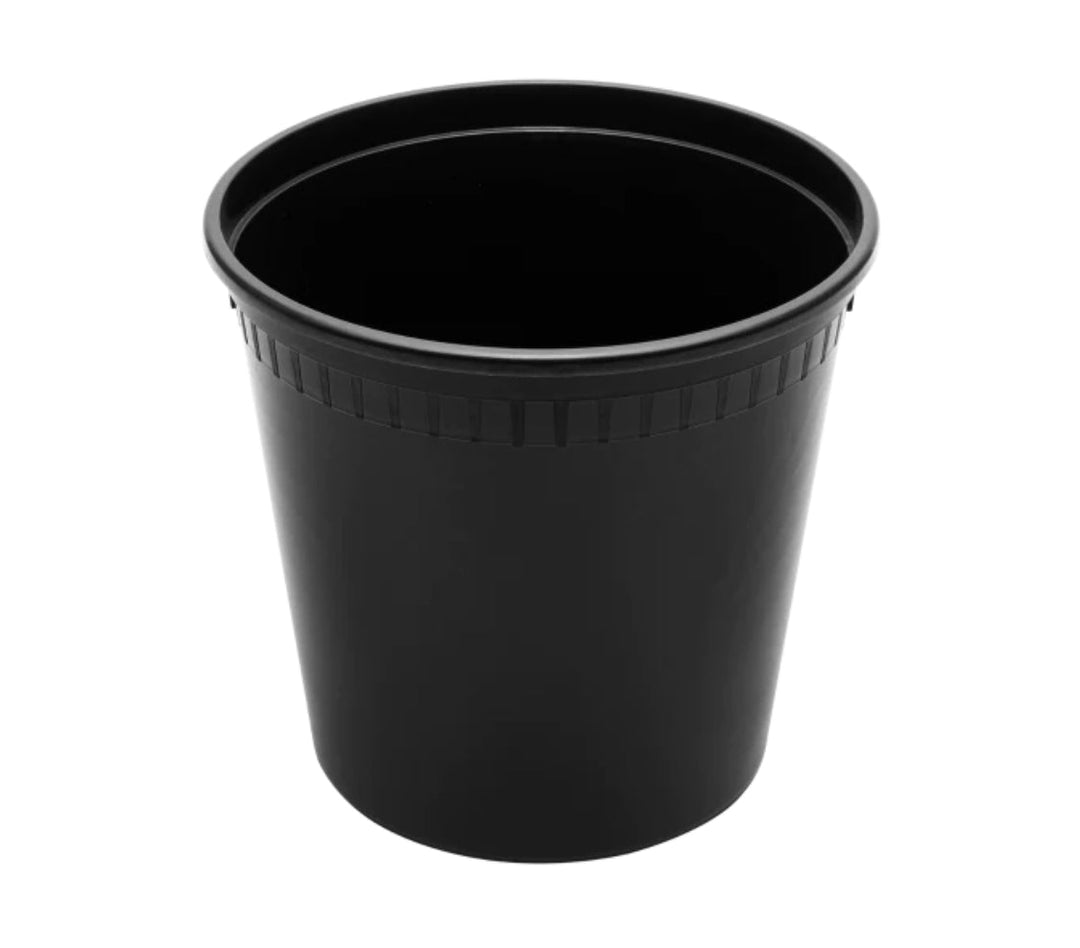 24oz PP Black Plastic Injection Molded Deli Containers & Clear Lids (117mm) - 240 sets