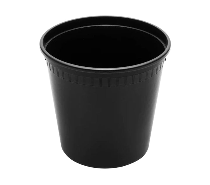 24oz PP Black Plastic Injection Molded Deli Containers & Clear Lids (117mm) - 240 sets