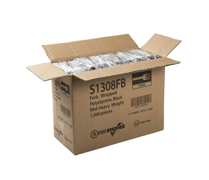 Fork, Med HW, Ind Wrapped, Black, PS, L: 15,5 CM, W: 3.2 G - 1000