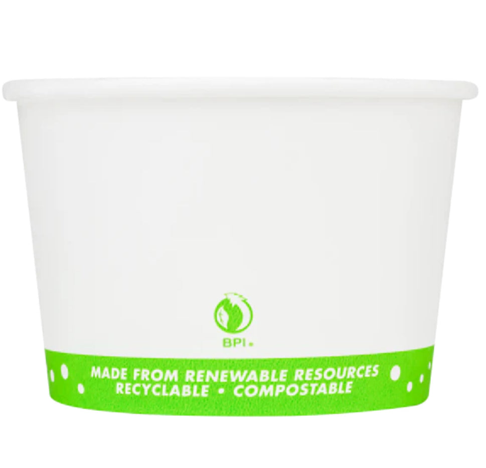 16oz Eco-Friendly Paper Food Cups (114.6mm), White/Eco Print - 500 pcs