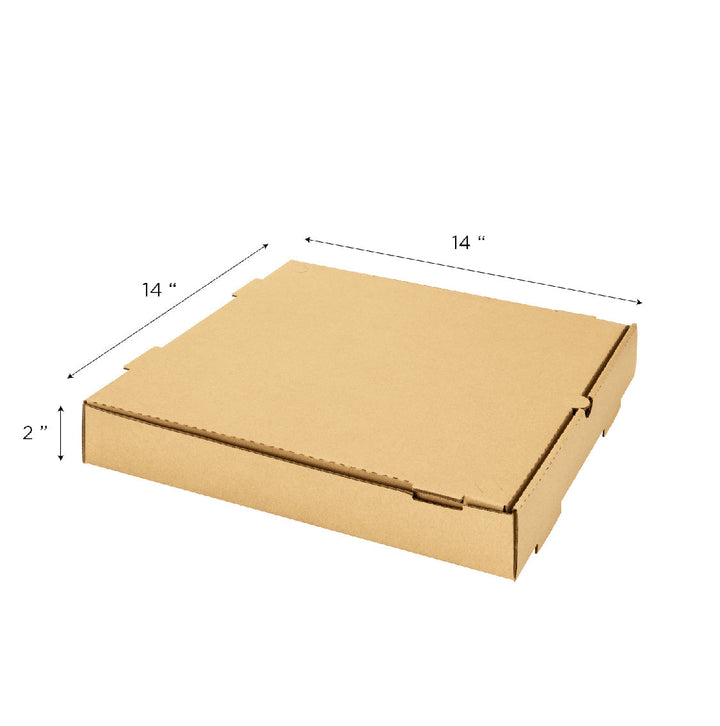 Corrugated Pizza Box, 14''x14''x2'', Kraft - 50 pcs