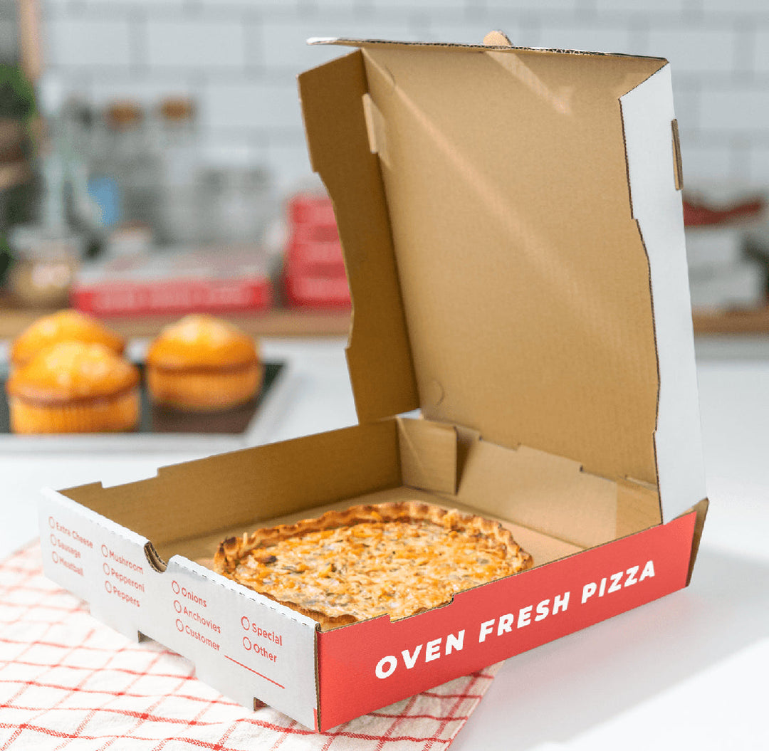 Corrugated Pizza Box, 10''x10''x2'', Generic Print - 50 pcs