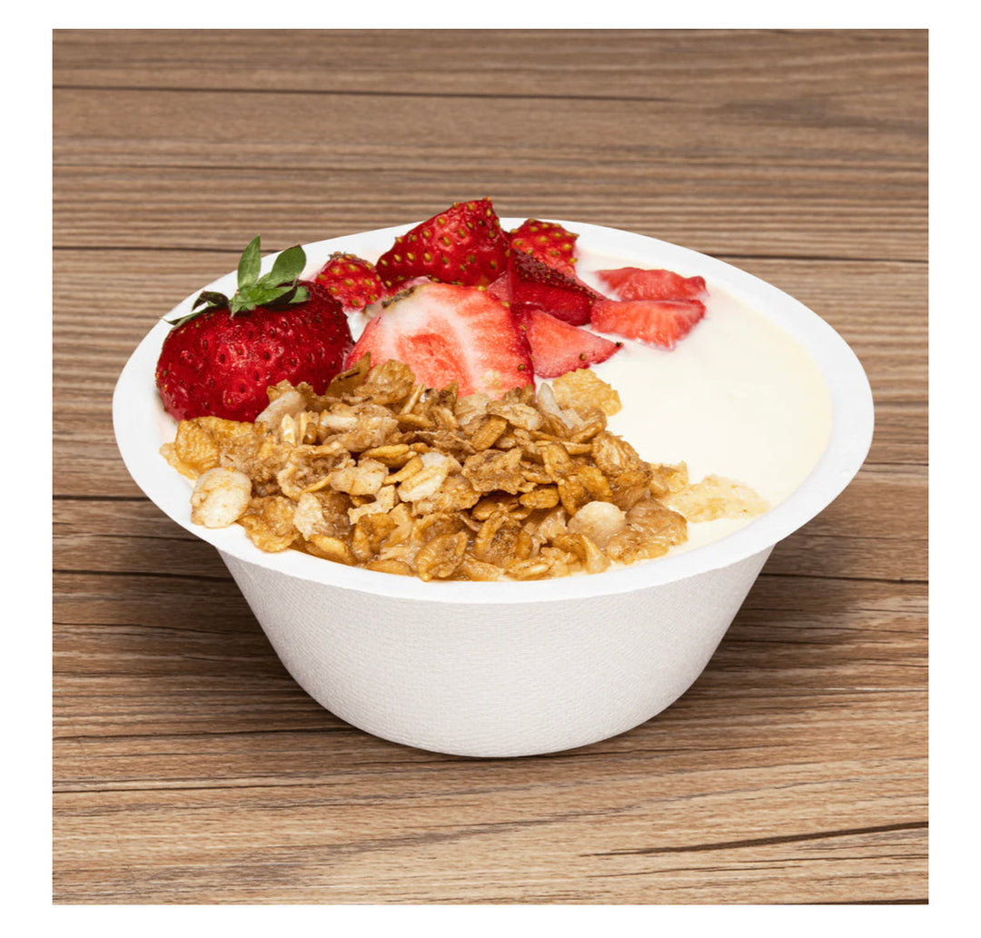 8oz PFAS Free Eco-Friendly Bagasse Rice / Salad Bowl, White - 1,000 pcs