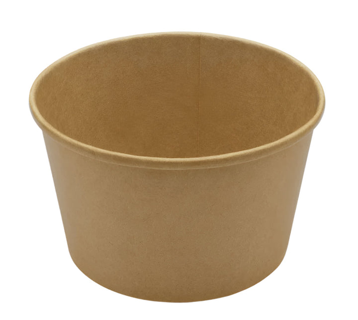 28 oz Double Poly Paper Hot/Cold Food Container, Kraft, (142mm) - 600 Pcs