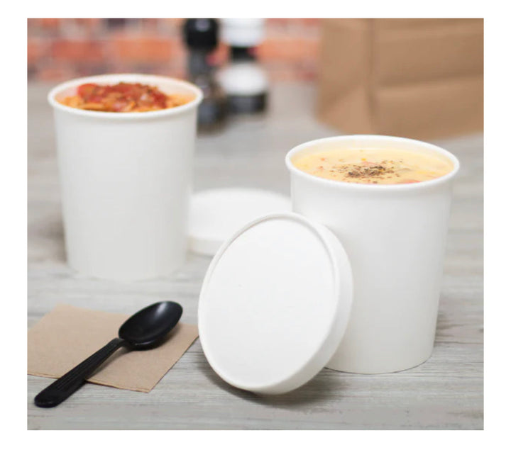 32 oz Paper Lid for Gourmet Paper Cold/Hot Food Containers (115mm)- 500 pcs