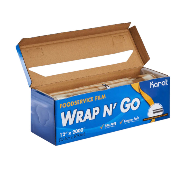 Foodservice Film with Serrated Cutter, 12" x 2000' WRAP N'GO