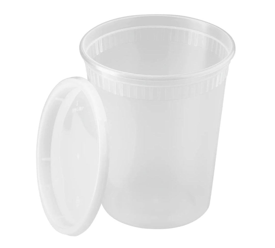 Deli Containers & Lids, 32oz, 4.6", Clear, PP - 240 sets