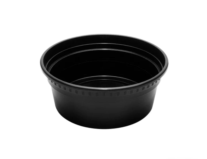 8oz PP Black Plastic Injection Molded Deli Containers & Clear Lids (117mm) - 240 sets