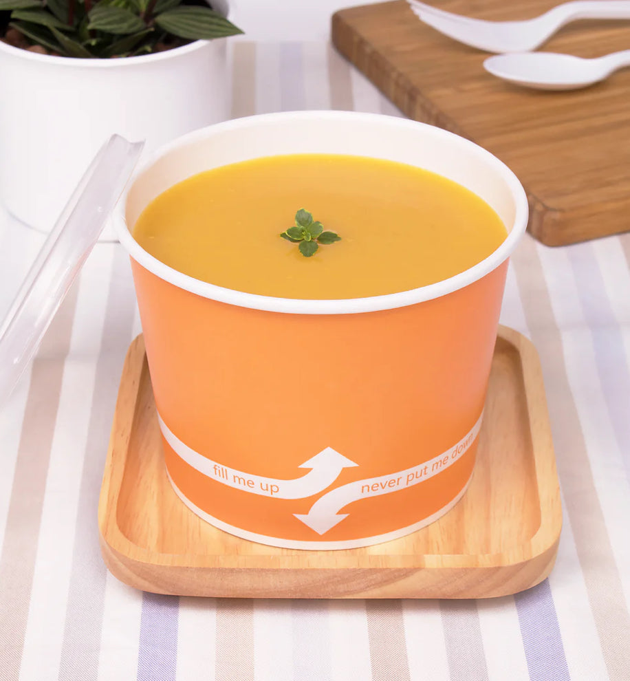 16 oz Double Poly Paper Food Container, Orange, (112mm) - 1000 Pcs