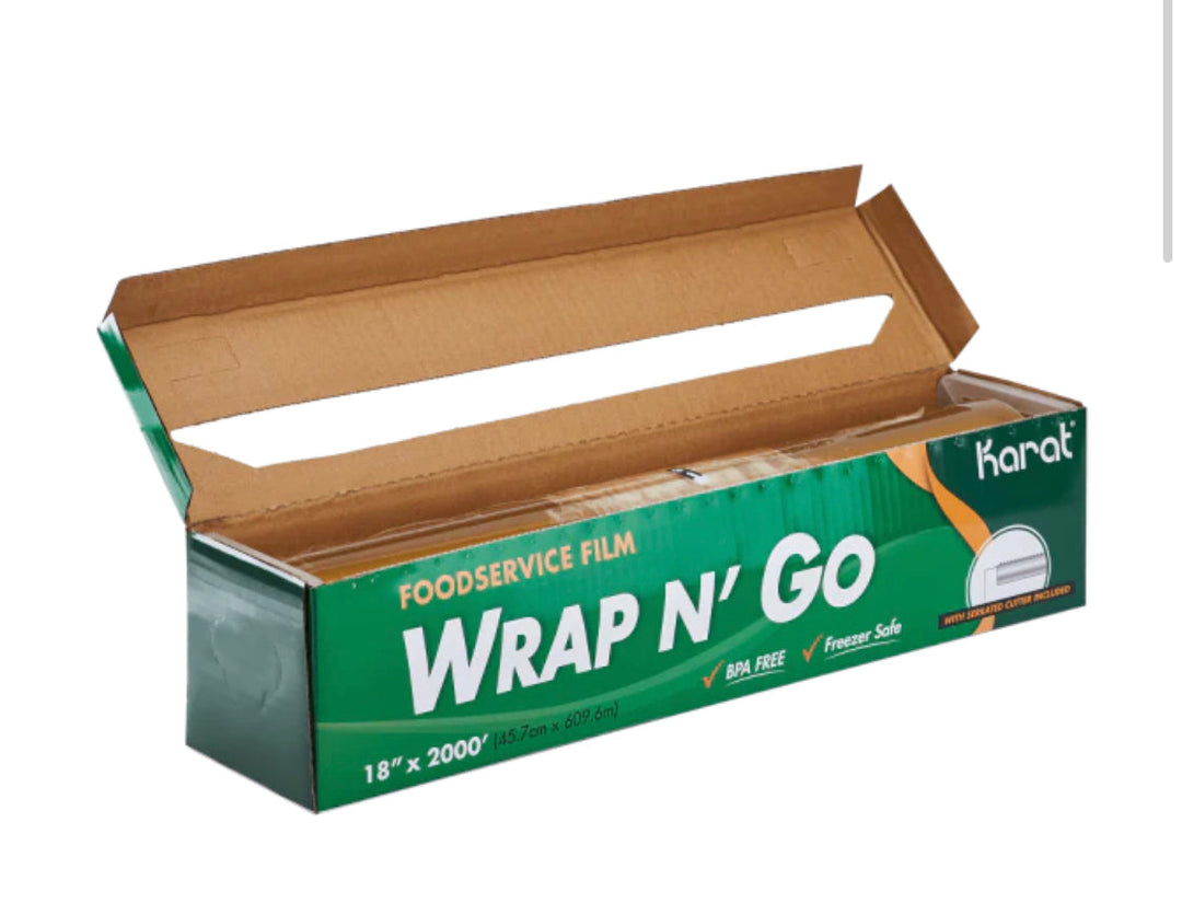 Foodservice Film with Serrated Cutter, 18" x 2000' WRAP N'GO