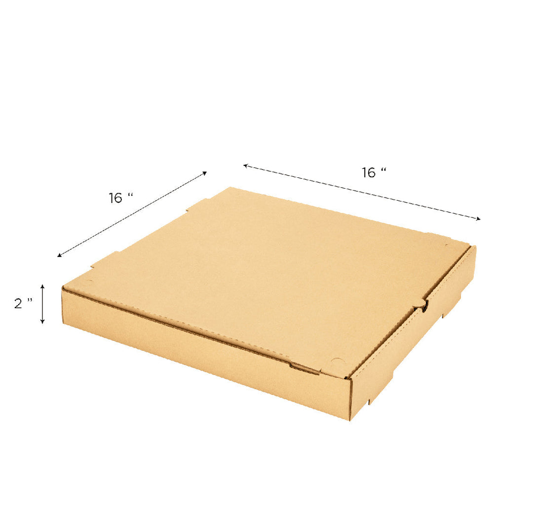 Corrugated Pizza Box, 16''x16''x2'', Kraft - 50 pcs