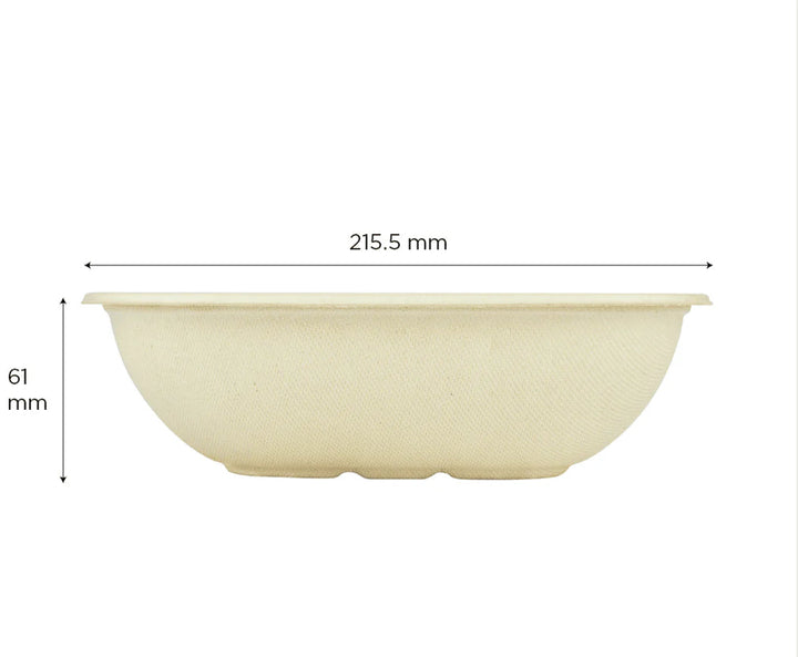 48oz PFAS Free Eco-Friendly Bagasse Square Bowl, Natural - 300 pcs