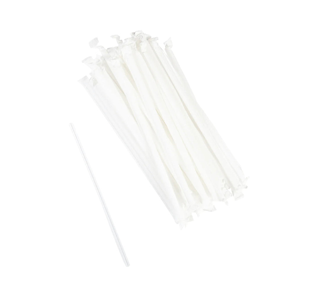Cellulosic Straw, 7.75", Jumbo, Paper Wrapped, Compostable, Clear, 12,000 pcs