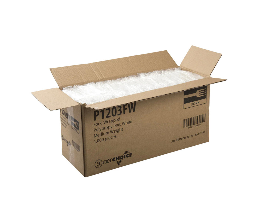 Fork, Ind Wrapped, MW, White, PP, L: 15 CM, W: 2.5 G - 1000