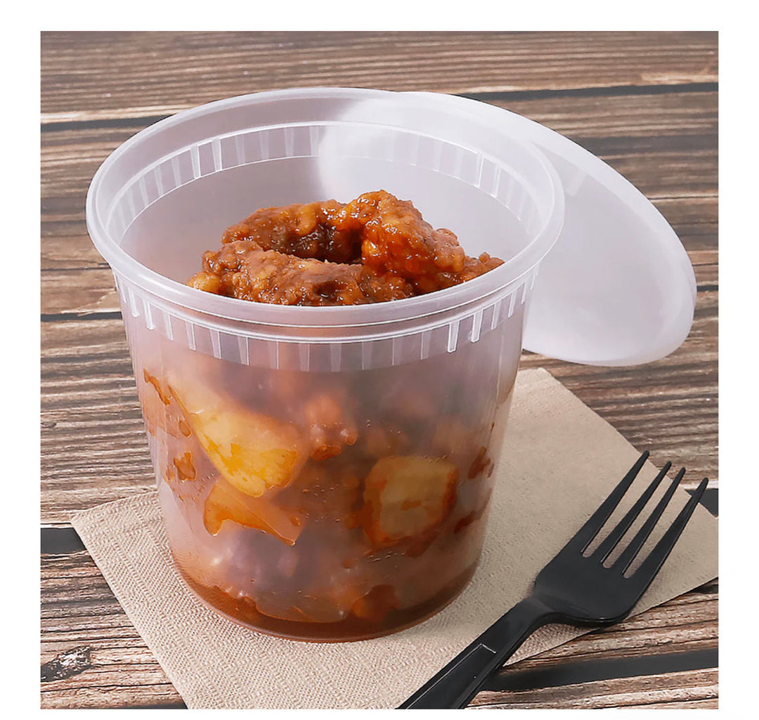 24oz PP Clear Plastic Injection Molded Deli Containers & Lids (117mm) - 240 sets