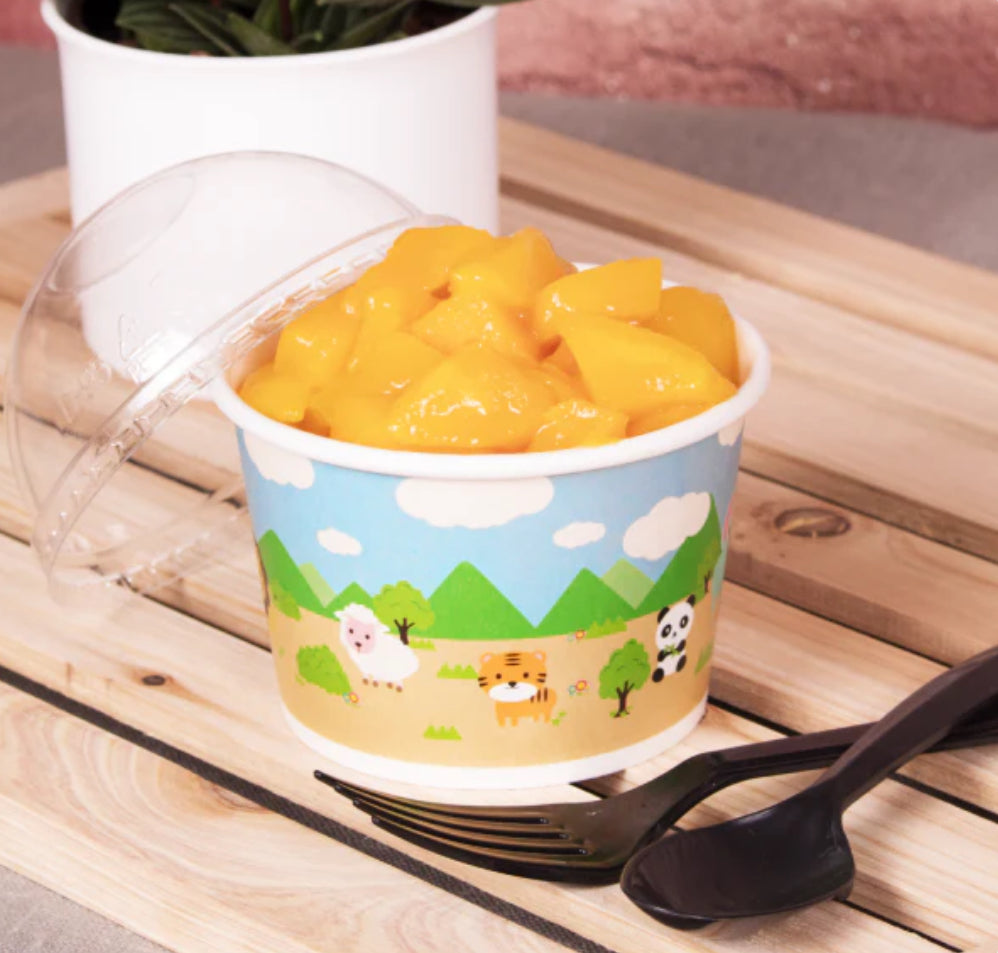 8oz Double Poly Paper Hot/Cold Food Cups (95mm), Safari - 1,000 pcs