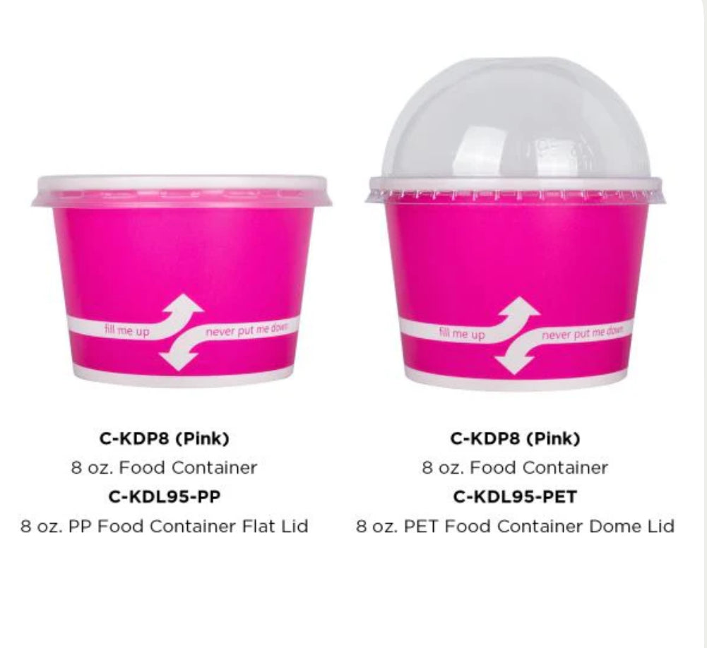 8oz Double Poly Paper Hot/Cold Food Cups (95mm), Pink - 1,000 pcs