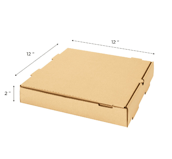 Corrugated Pizza Box, 12''x12''x2'', Kraft - 50 pcs