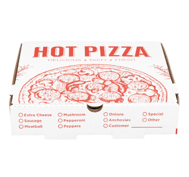 Corrugated Pizza Box, 10''x10''x2'', Generic Print - 50 pcs