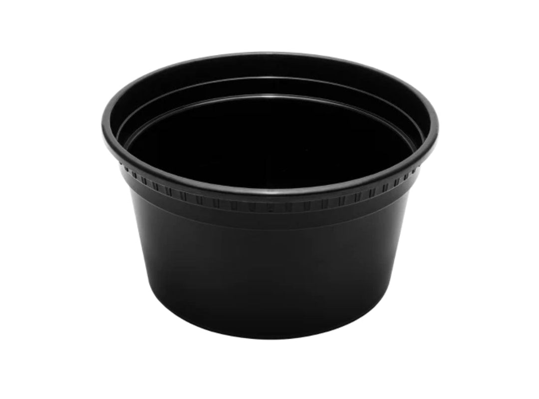 12oz PP Black Plastic Injection Molded Deli Containers & Clear Lids (117mm) - 240 sets