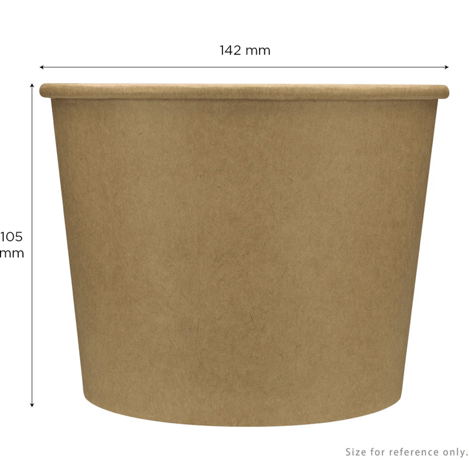 32 oz Double Poly Paper Hot/Cold Food Container, Kraft, (142mm) - 600 Pcs