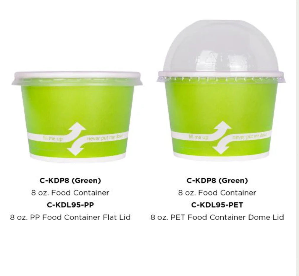 8oz Double Poly Paper Hot/Cold Food Cups (95mm), Green - 1,000 pcs