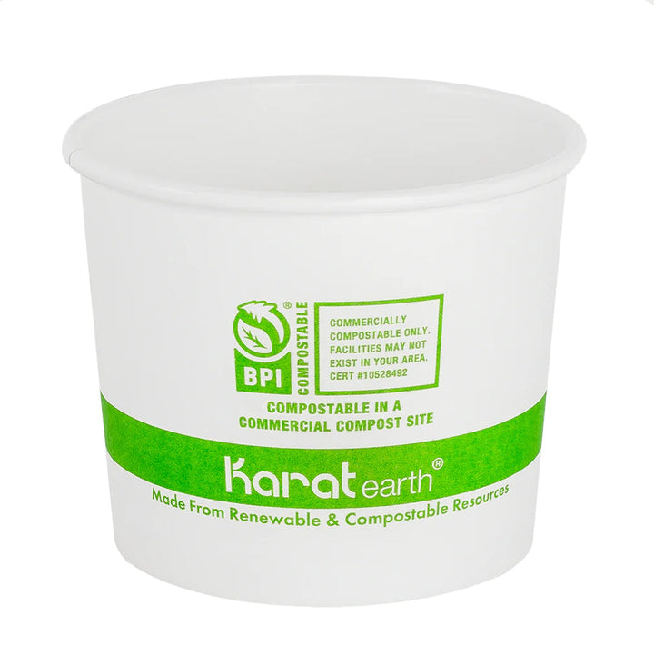 10oz Eco-Friendly Paper Food Cups (90.8mm), White/Eco Print - 1,000 pcs