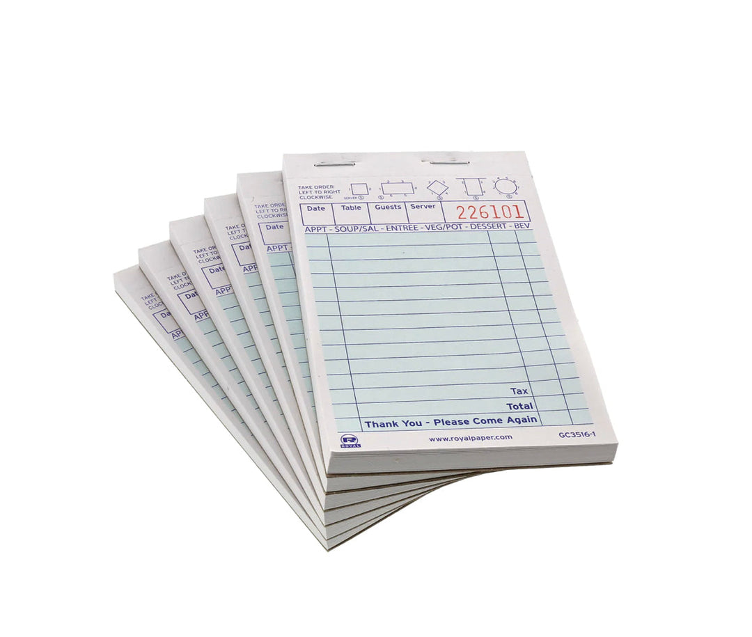 Guest Check, 17 Lines, Green, 2 Ply Carbonless, Lightweight, 1 Part Booked, 50/50