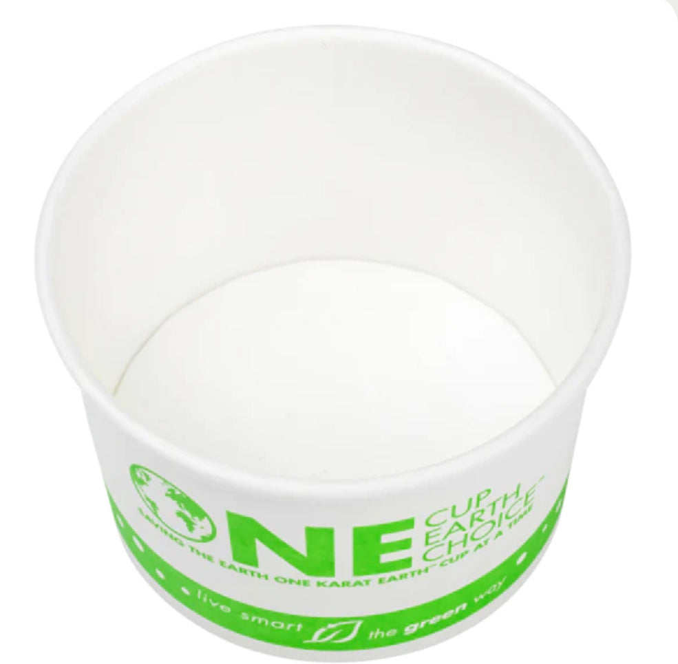 4oz Eco-Friendly Paper Food Cups (75.3mm), White/Eco Print - 1,000 pcs