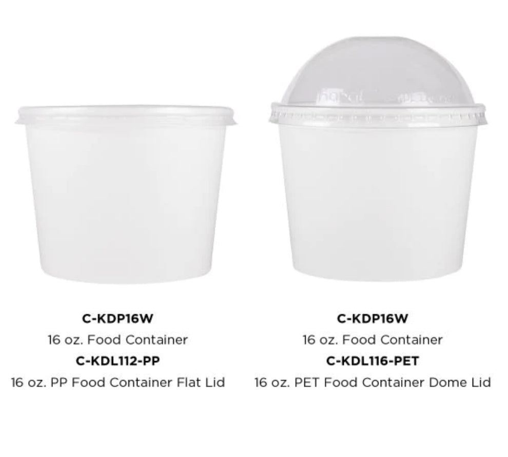 16 oz Double Poly Paper Hot/Cold Food Container, White, (112mm) - 1000 Pcs