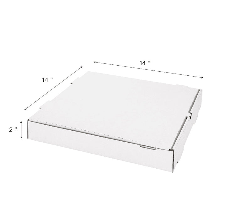 Corrugated Pizza Box, 14''x14''x2'', White - 50 pcs