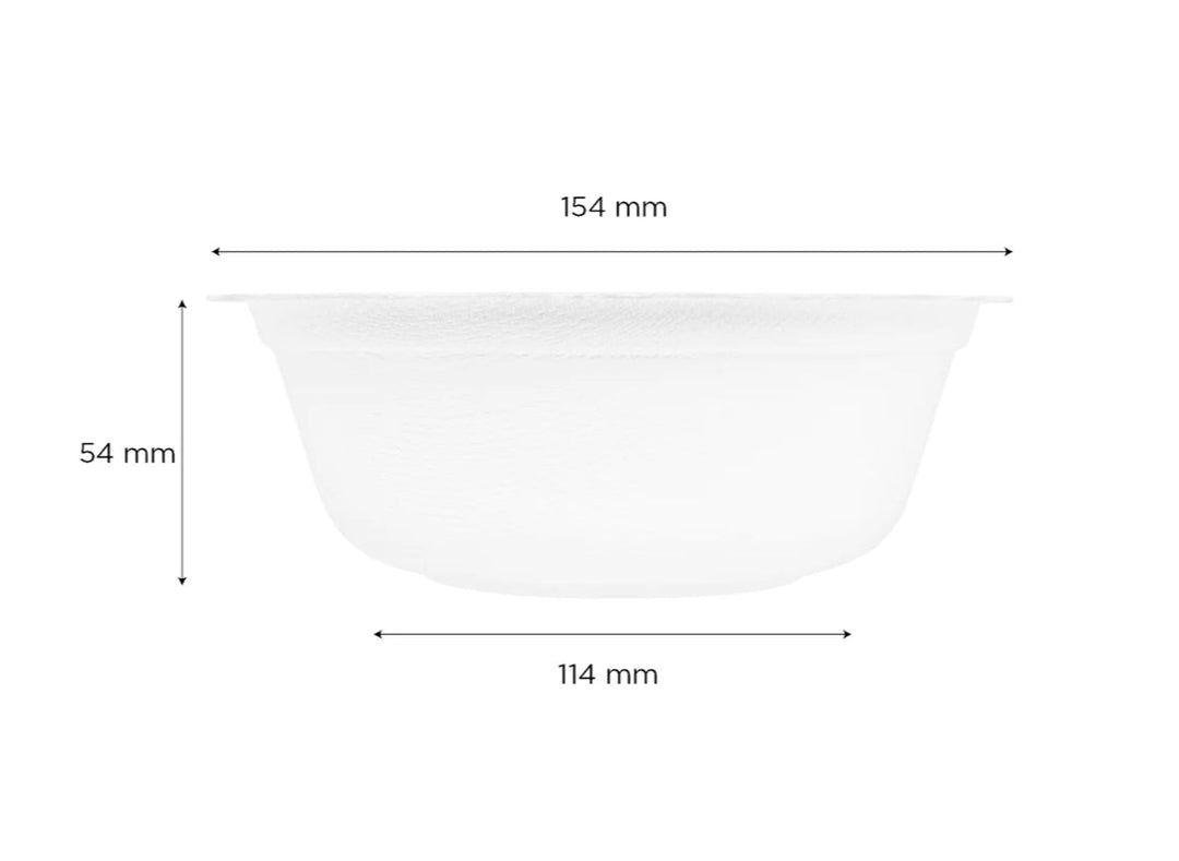 16oz PFAS Free Eco-Friendly Bagasse Rice / Salad Bowl, White - 1,000 pcs