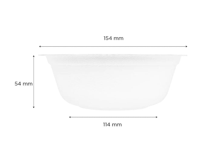 16oz PFAS Free Eco-Friendly Bagasse Rice / Salad Bowl, White - 1,000 pcs