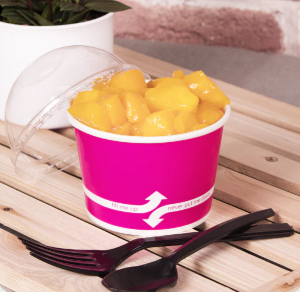 8oz Double Poly Paper Hot/Cold Food Cups (95mm), Pink - 1,000 pcs