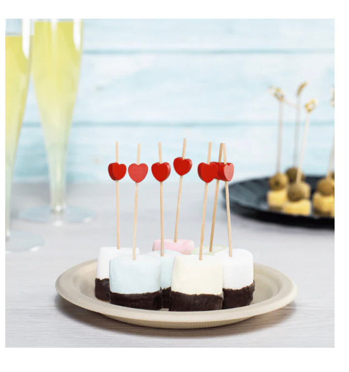 Bamboo Pick, Red, 3.5" - 100 pcs