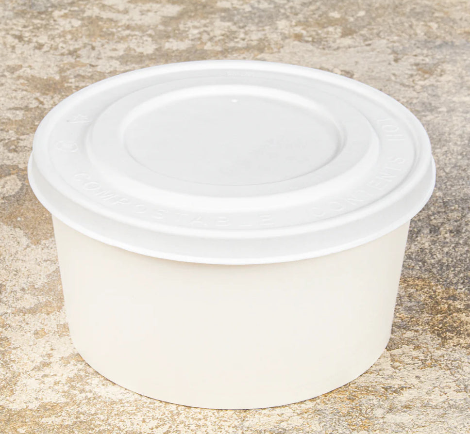24-32oz Compostable Paper Food Container Paper Lids (142mm) - 600 pcs