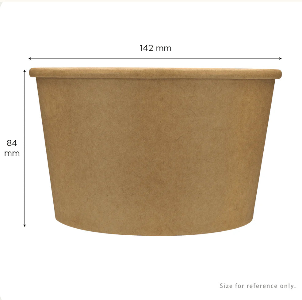 28 oz Double Poly Paper Hot/Cold Food Container, Kraft, (142mm) - 600 Pcs