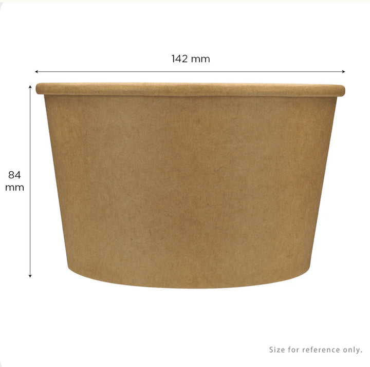 28 oz Double Poly Paper Hot/Cold Food Container, Kraft, (142mm) - 600 Pcs